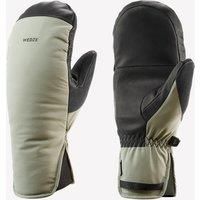 Adult Warm Ski Mittens 500 Khaki