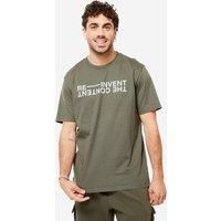 Men's Fitness T-shirt 500 Essentials - Dark Khaki Print