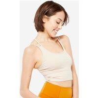 Women's Light-support Multi-strap Cropped Sports Bra - Cream Beige