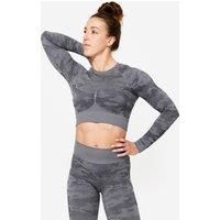 Women's Long-sleeved Crop Top T-shirt - Grey