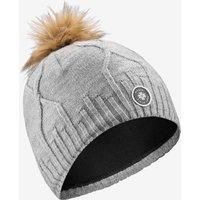 Adult Cable-knit Virgin Fur Hat - Light Grey