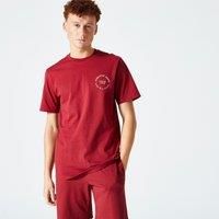 Men's Fitness T-shirt 500 Essentials - Burgundy Red Print