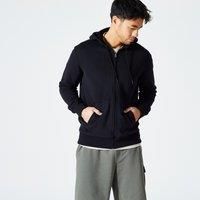 Men's Zip-up Fitness Hoodie 500 Essentials - Black