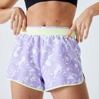 Women's Loose Cardio Fitness Shorts - Purple/yellow Print