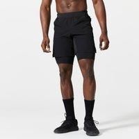 Men's Zip Pocket Breathable 2-in-1 Fitness Shorts - Black