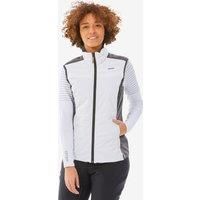 Women's Warm Stretchy Sleeveless Ski Jacket Grey and White Decathlon