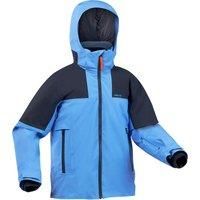 Kids Waterproof Ski Jacket 900 Blue Adjustable Snow Skirt Detachable Hood