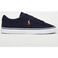 Polo Ralph Lauren sayer canvas trainer with multi polo player in navyWhite