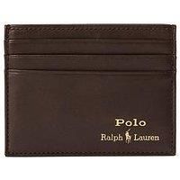 Polo Ralph Lauren leather cardholder in brown with gold foil logo