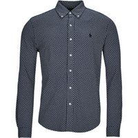 Polo Ralph Lauren  CHEMISE AJUSTEE COL BOUTONNE EN POLO FEATHERWEIGHT  men's Long sleeved Shirt in Marine