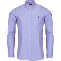 Polo Ralph Lauren  CHEMISE AJUSTEE SLIM FIT EN POPELINE UNIE  men's Long sleeved Shirt in Blue