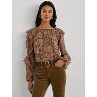 Lauren By Ralph Lauren Oralee Long Sleeve Blouse - Cream