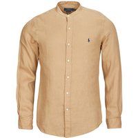 Polo Ralph Lauren  CHEMISE AJUSTEE SLIM FIT EN LIN COL MAO  men's Long sleeved Shirt in Beige