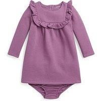 Ralph Lauren Baby Girl Ruffle Yoke Sweat Dress - Tea Rose