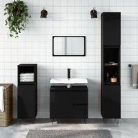 Bathroom Cabinet Black 30x30x190 cm Engineered Wood