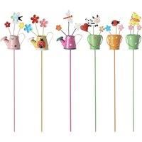 Small Metal Flower Pot Garden Ornament Stake - 3 Options