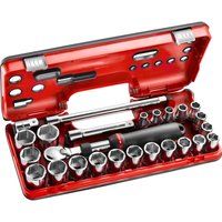 Facom 25 Piece 1/2" Drive Extendable Ratchet and Socket Set Metric in Detection Box 1/2"