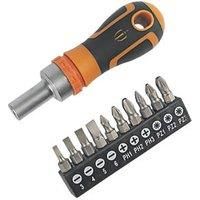 Magnusson 11 Piece Ratcheting Screwdriver & Bit Set Black & Orange