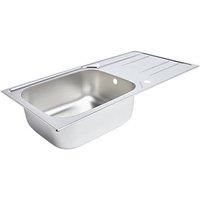 Cooke & Lewis Lyell 1 bowl Linen Finish Stainless steel Sink & drainer