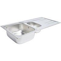 Kitchen Reversible Sink & Drainer Stainless Steel 1.5 160mm Bowl 1000 x 500mm