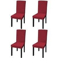 Straight Stretchable Chair Cover 4 pcs Bordeaux