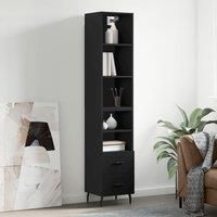 Highboard Black 34.5x34x180 cm Engineered Wood