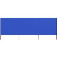 3-panel Wind Screen Fabric 400x80 cm Azure Blue