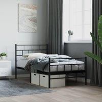 Metal Bed Frame with Headboard and Footboard Black 75x190 cm Small Single