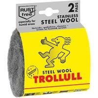 TROLLULL Steel Wool Pads 2 rust-free extra-fine stainless steel wool, surface treatment in wet areas, cleans, grinds and polishes