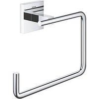 GROHE Start Cube Towel Ring – Bathroom Wall Mounted Towel Holder (Metal, Concealed Fastening, Including Screws and Dowels), Size 193 mm, Extra Easy to Fit with GROHE QuickGlue, Chrome, 40975000