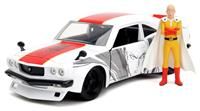 Jada One Punch Man 1:24 1974 Mazda RX-3 1:24 Die-cast Car & 2.75" Saitama Figure, Toys for Kids and Adults