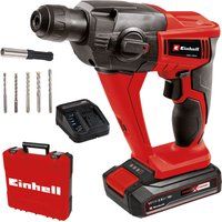 Einhell Power X-Change Cordless SDS Plus Hammer Drill With Battery And Charger - 1.2 Joule, 18V 3-in-1 Drill, Impact Drill And Screwdriver - TE-HD 18 Li Solo Rotary Hammer Drill Set With Case