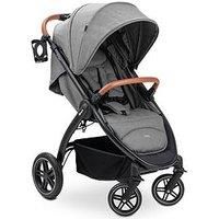 Hauck Uptown Pushchair, Melange Grey - Stroller for All Terrains, Extra Large Seat, Lie-Flat Position, Rubber Wheels, Suspension, Compact & Easy Fold, with Raincover