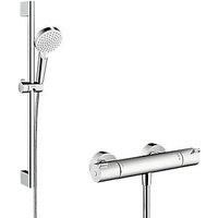 Hansgrohe Ecostat HP Rear-Fed Exposed Silver/White Thermostatic Mixer Shower