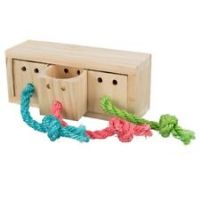 Trixie Snack Cube Small Animal Bird Exercise Strategy Game Toy Sisal Rope Wood