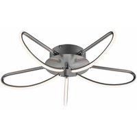 49cm Contemporary Star Shaped 5 Light LED Flush Ceiling Light. Modern Design led Ceiling Lights, Satin Silver Finish