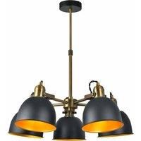 Langley 5 light Chandelier in a Matt Black and Antique Brass Finish