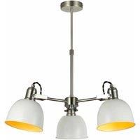 Nielsen Braies 3 Light Industrial Chandelier In Matt White And Satin Nickel Finish