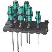 Wera 334/355/6 Kraftform Plus Lasertip screwdriver set with rack, PZ/SL, 6pc, 05105656001