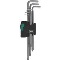 Wera 05022181001 Hex-Plus Key Set 950 PKL/7 SM N High Torque with Ball-end, Metric Long Chrome Plate, 1.5 mm-6 mm, 7-Piece