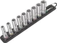 WERA 9 Piece Deep 3/8" Square Drive 8mm To 19mm Hex Socket Set Belt B, 004545