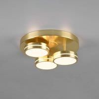 Trio Lighting LED ceiling lamp Franklin 3-bulb brass matt