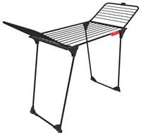 Vileda King Ultimate Clothes Airer, 20 m Drying Line Length, Wing Clothes Airer with Wheels, Small Parts Holder, Black