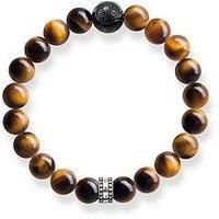 Thomas Sabo Women Men-Bracelet Rebel at heart 925 Sterling silver Obsidian Tiger‘s eye brown Length 19 cm A1408-806-2-L19