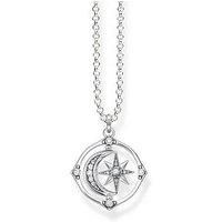 THOMAS SABO KE1985-643-14 Women's Necklace Star and Moon 925 Sterling Silver Blackened