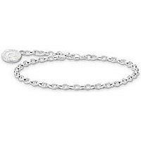 Thomas Sabo Versatile Thomas Sabo Charm Bracelet: Polished 925 Silver, Wide Links, Customizable, Hand-Painted Charmista Coin, Adjustable Length