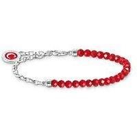 Thomas Sabo Women Silver member charm bracelet with red beads 925 Sterling Silver, Cold Enamel A2130-007-10