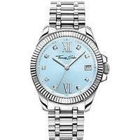 Thomas Sabo Women'S Watch: Elegant Light Blue Dial, White Zirconia Indexes, Roman Numerals, Fluted Bezel, Ts Logo Crown. Adjustable