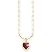 THOMAS SABO Dark Red Heart Pendant Chain, 925 Silver Gold Plated