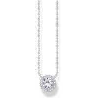 Thomas Sabo Silver Necklace With Halo Pedant With White Zirconia